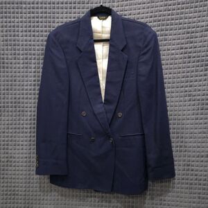 VTG JRiggings Blazer Suit Coat 40R USA Navy Blue Business Double Breasted Formal